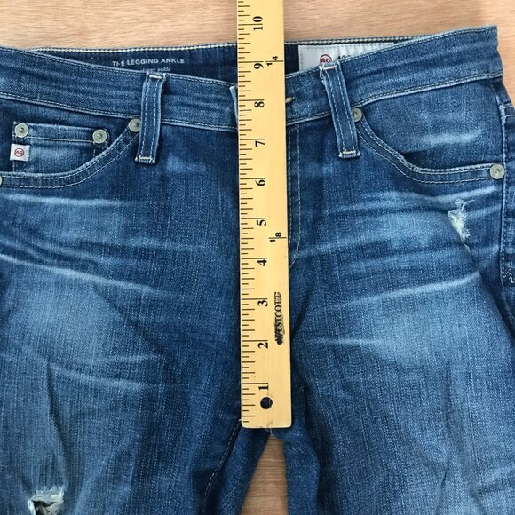 AG Adriano Goldschmied The Legging Super Skinny Ankle Distressed Jeans size 24R - Picture 9 of 11
